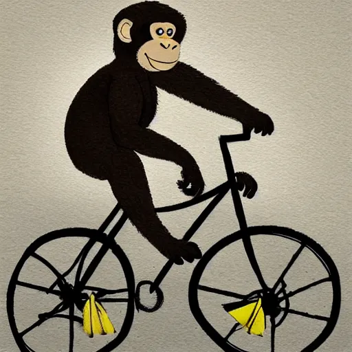 Image similar to a monkey riding a bike by francesca filomena