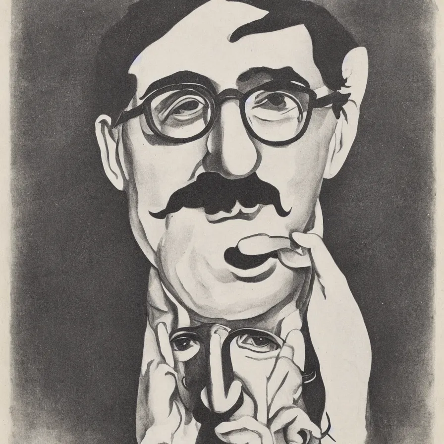 Image similar to art nouveau portrait of groucho marx