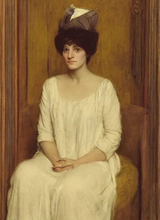 Prompt: a portrait of elizabeth fraser, by thomas cooper gotch and simeon solomon