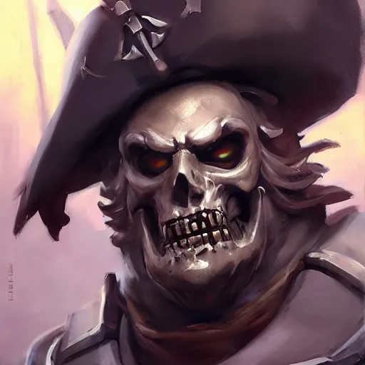 Image similar to greg manchess portrait painting of partially armored undead pirate captain lechuck as overwatch character, medium shot, asymmetrical, profile picture, organic painting, sunny day, matte painting, bold shapes, hard edges, street art, trending on artstation, by huang guangjian, gil elvgren, ruan jia, greg rutkowski, gaston bussiere