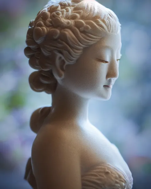 Image similar to japanese aphrodite, diffuse lighting, bokeh, soft focus