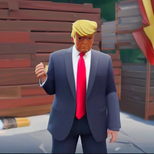 Image similar to A still of donald trump from fortnite