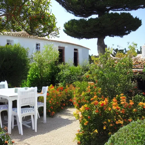 Image similar to ile de re house with a garden full of tremiere rose, two stores, white walls, orange roof