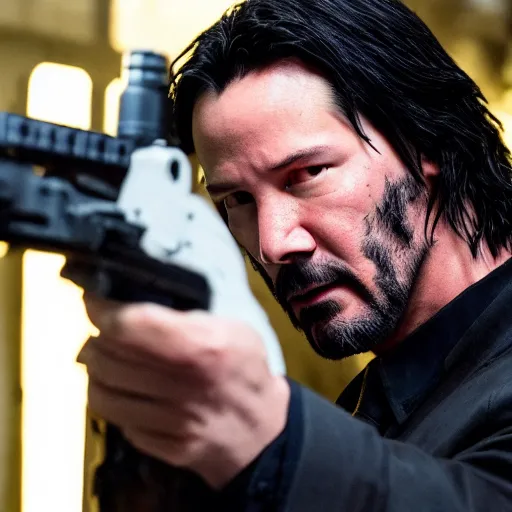 Image similar to keanu reeves as the punisher, 4 k, high detail, high - resolution photograph, professional photography, ultra - detail