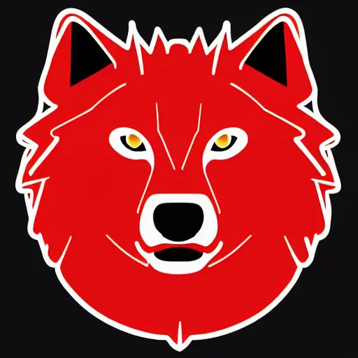Prompt: minimalistic vector icon of a neon red werewolf on a black background, rich colors
