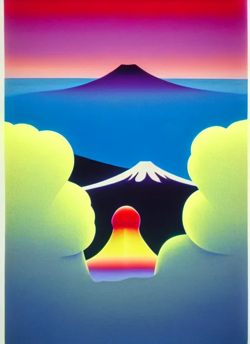 Image similar to fuji by shusei nagaoka, kaws, david rudnick, airbrush on canvas, pastell colours, cell shaded, 8 k