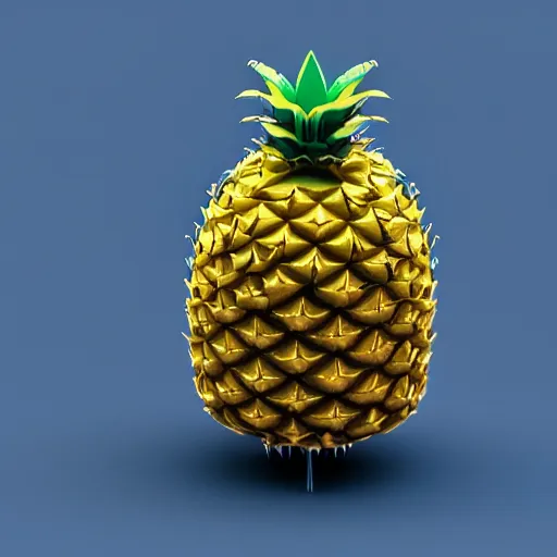 Image similar to pineapple, futuristic, techno, cyberpunk, product design, 3 d render, 3 d concept, isometric design, fun, swag, cute