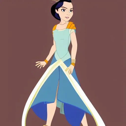 Prompt: Rey Starwalker, Disney princess in the style of Disney animation - W 1200
