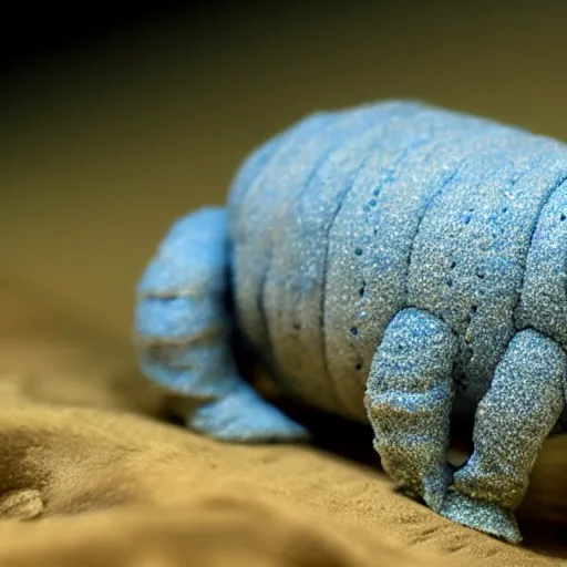 Image similar to a tardigrade that has the texture of a baked potato