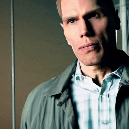 Image similar to Live Action Still of Jerma in Breaking Bad, real life, hyperrealistic, ultra realistic, realistic, highly detailed, epic, HD quality, 8k resolution, body and headshot, film still