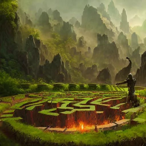 Prompt: a green giant maze beast, nature labyrinth beast, hearthstone art style, epic fantasy style art by craig mullins, fantasy epic digital art, epic fantasy card game art by greg rutkowski
