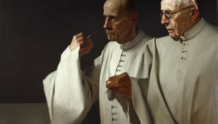 Image similar to painting by borremans, pope innocent x, detailed, stunning