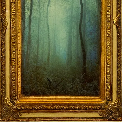 Prompt: a foggy blue golden forest, daguerreotype by gustave moreau, art noveau, highly detailed, strong lights, liminal, eerie, Bright pastel colors