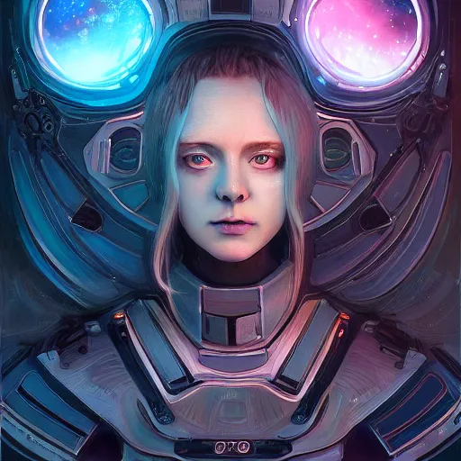 Prompt: it isn't all bad. darkness is where the stars are, set in the future 2 1 5 0, highly detailed face, very intricate, symmetrical, cinematic lighting, award - winning, painted by mandy jurgens, pan futurism, dystopian, bold colors, dark vibes, cyberpunk, groovy vibe, anime aesthetic, featured on artstation