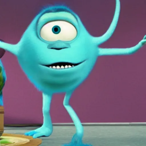 Prompt: Isaac Newton as a character in Monsters, Inc.