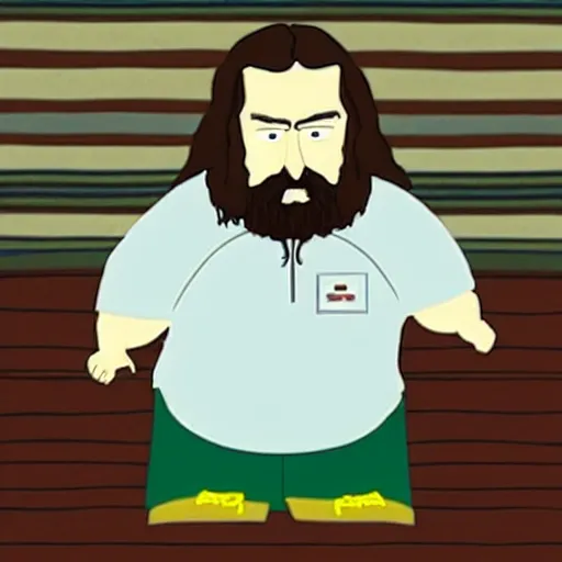 Image similar to the dude from the big lebowski as south park character