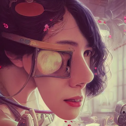 Image similar to hyperrealistic photography of a machine entering a beautiful venus female host in the style of jin kagetsu, james jean and wlop, highly detailed, sharp focus, intricate concept art, digital painting, ambient lighting, 4 k, artstation