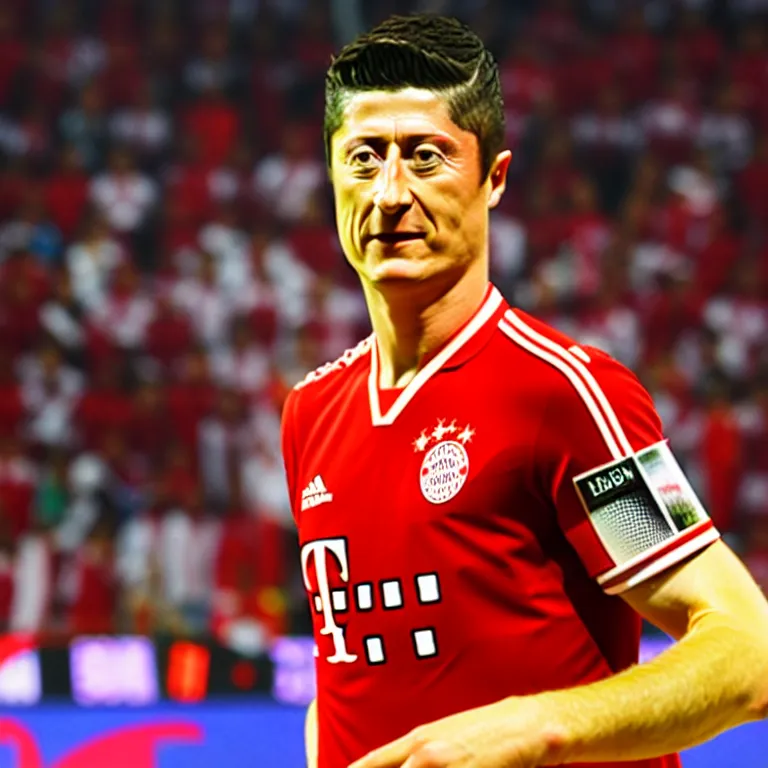 Prompt: robert lewandowski as play in toilet, photorealiscic face, golden skin, dark backgroud, lasers