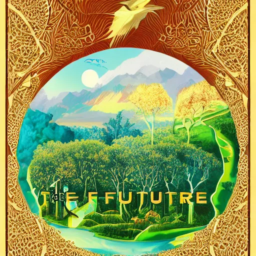 Image similar to the future in harmony with nature. Beautiful detailed poster by Lurid. (2022)