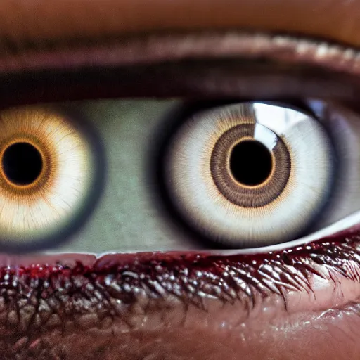 Image similar to close up camera shot of inhuman alien eyes staring at the camera, high resolution photograph