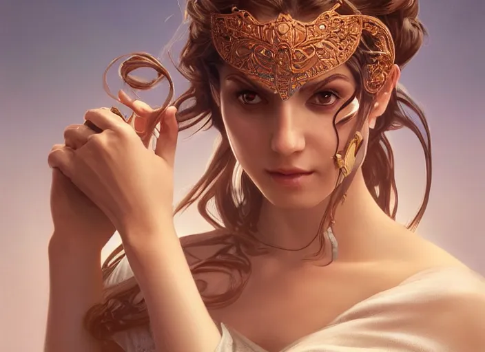 Image similar to masked, perfectly-centered-Portrait of the most beautiful woman on the planet , intricate, highly detailed, artstation, concept art, concept render, octane, redshift, smooth, sharp focus, illustration,award-winning, Unreal Engine 5, 8K, art by artgerm and greg rutkowski and alphonse mucha