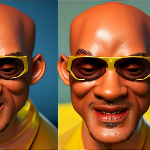 Prompt: a detailed 3 d render of a sad handsome will smith poorly disguised as a cyborg in the style of junji ito and lisa frank, vray, 8 k, ornate, photorealistic, zbrush, unreal engine, cinema 4 d, octane renderer