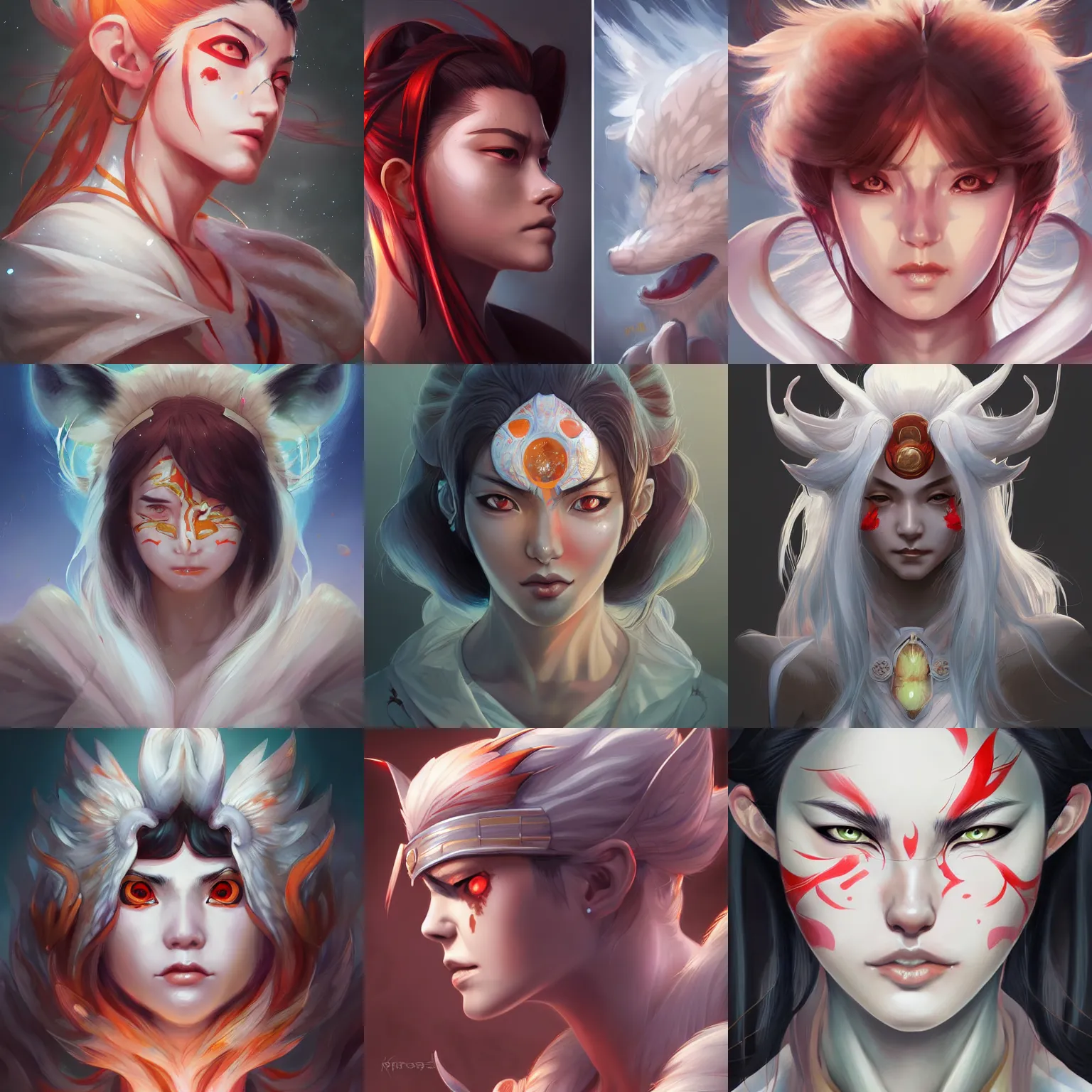 Prompt: amaterasu, portrait, headshot, highly detailed, headshot, digital painting, trending on artstation, concept art, sharp focus, illustration, art by artgerm and wlop and krenz cushart and rossdraws