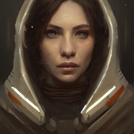 Prompt: portrait of a woman by greg rutkowski, jedi knight allana solo, straight brown hair, star wars expanded universe, she is about 2 0 years old, wearing the tactical gear of the galactic alliance, highly detailed portrait, digital painting, artstation, concept art, smooth, sharp foccus ilustration, artstation hq