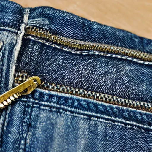 Prompt: a denim scene, with a huge zipper down the center, as if i giant pair of jeans