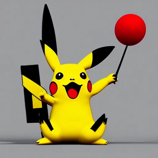 Image similar to pikachu with bfg 9 0 0 0 fighting with cakes, 3 d, photorealistic