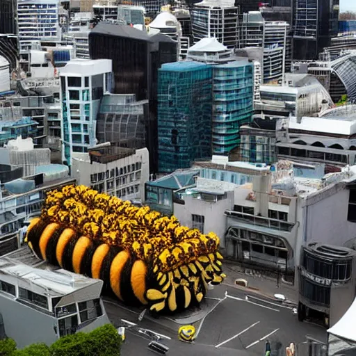 Image similar to Auckland City being taken over by giant bees