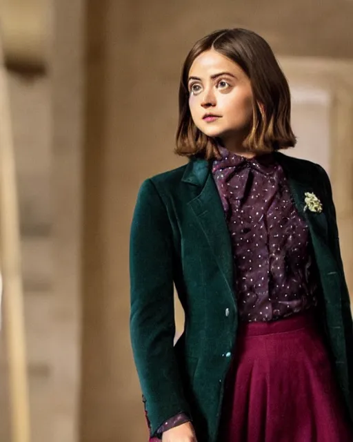 Image similar to Jenna Coleman as the Doctor, velvet blazer