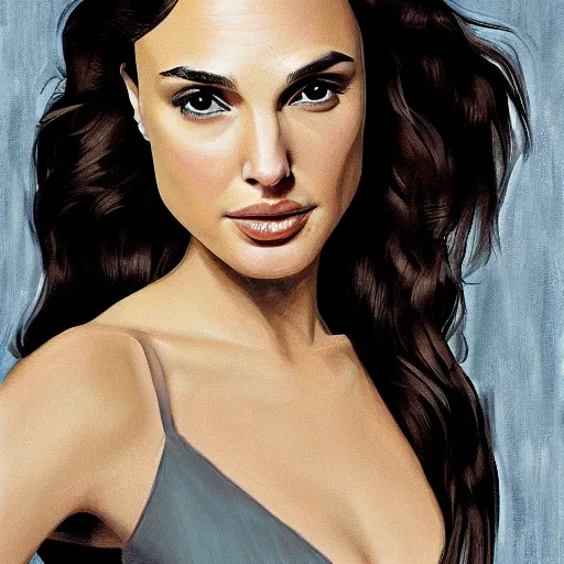 Prompt: portrait of gal gadot or natalie portman by greg ruthkowski