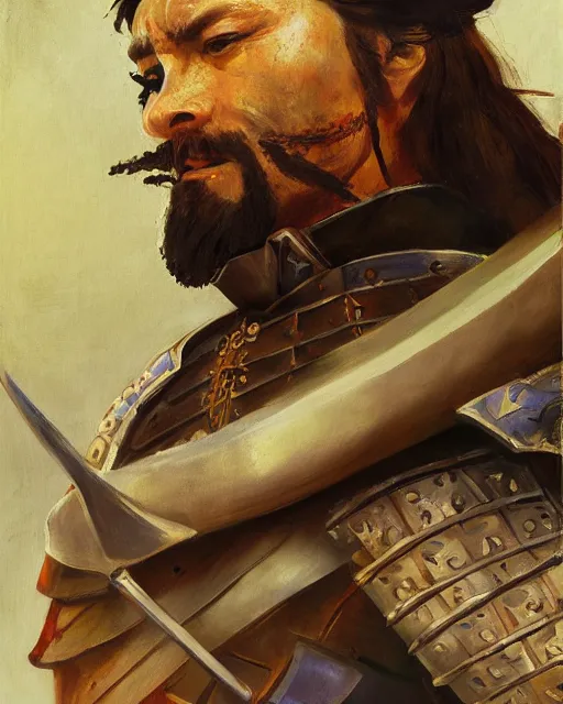 Prompt: portrait of a spanish conquistador in battle, by daniel zrom and mingchen shen and pablo picasso and rembrandt, studio ghibli color scheme, detailed, handsome, anatomy, sharp focus, photography, magic : the gathering, octane, cinematic lighting, facial features, clear face, realistic face, golden ratio
