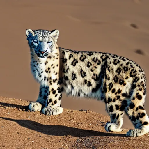 Image similar to a snow leopard in the desert