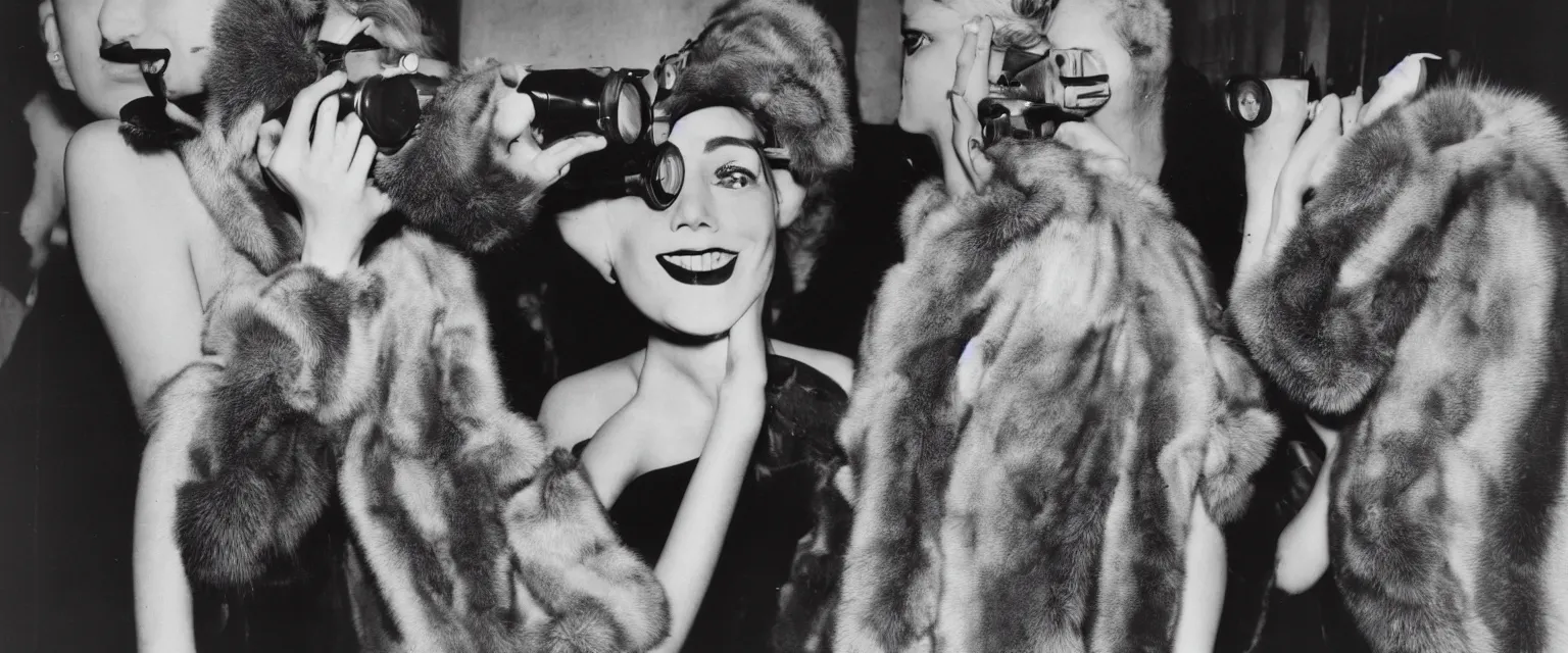 Image similar to fashion model in mink stole looking at lens by weegee