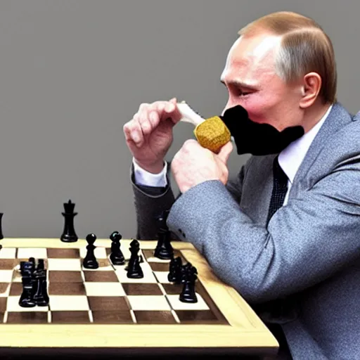 Image similar to putin eating chess piece