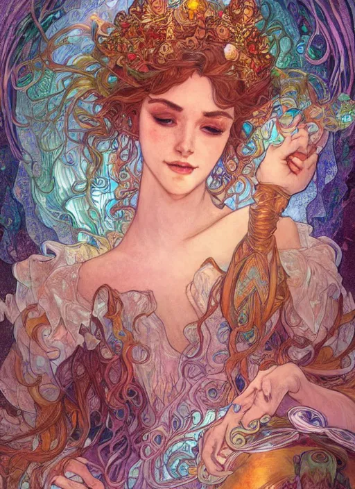 Prompt: Water Elemental Goddess, ambient lighting, 4k, josephine wall, alphonse mucha, lois van baarle, ilya kuvshinov, rossdraws, artstation