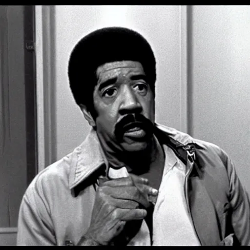 Prompt: richard pryor talking to superman, 1 9 7 0 s, film grain, heavy grain, cinematic compositions, directed by scorsese