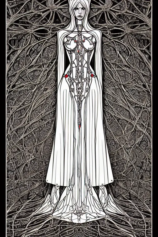 Prompt: digital art, centered full body of elven bride ,intricate, veins, by piet mondrian, de Stijl art, ultradetailed, charachter design, concept art, trending on artstation,