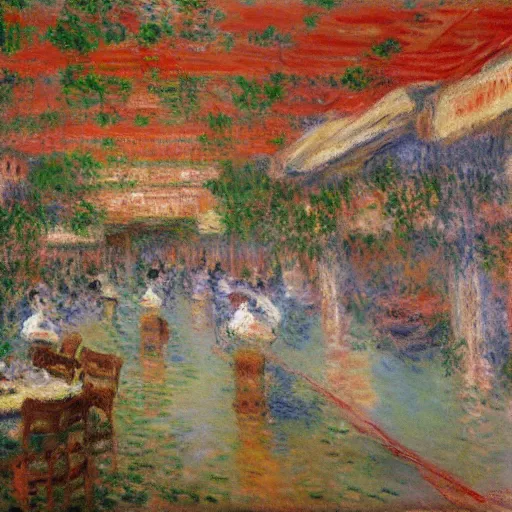 Prompt: a hawker centre by claude monet