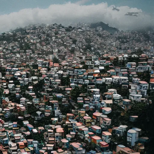 Image similar to a planet as seen from space made of favela, cinematic