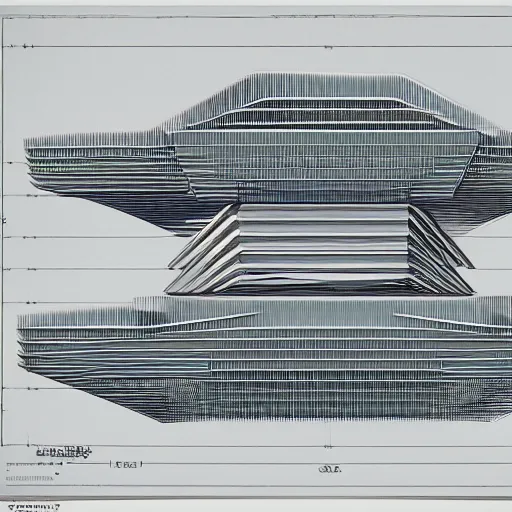 Prompt: cross-section perspective of architecture blueprint of floating building, cinematic digital illustration, in style of Moebius