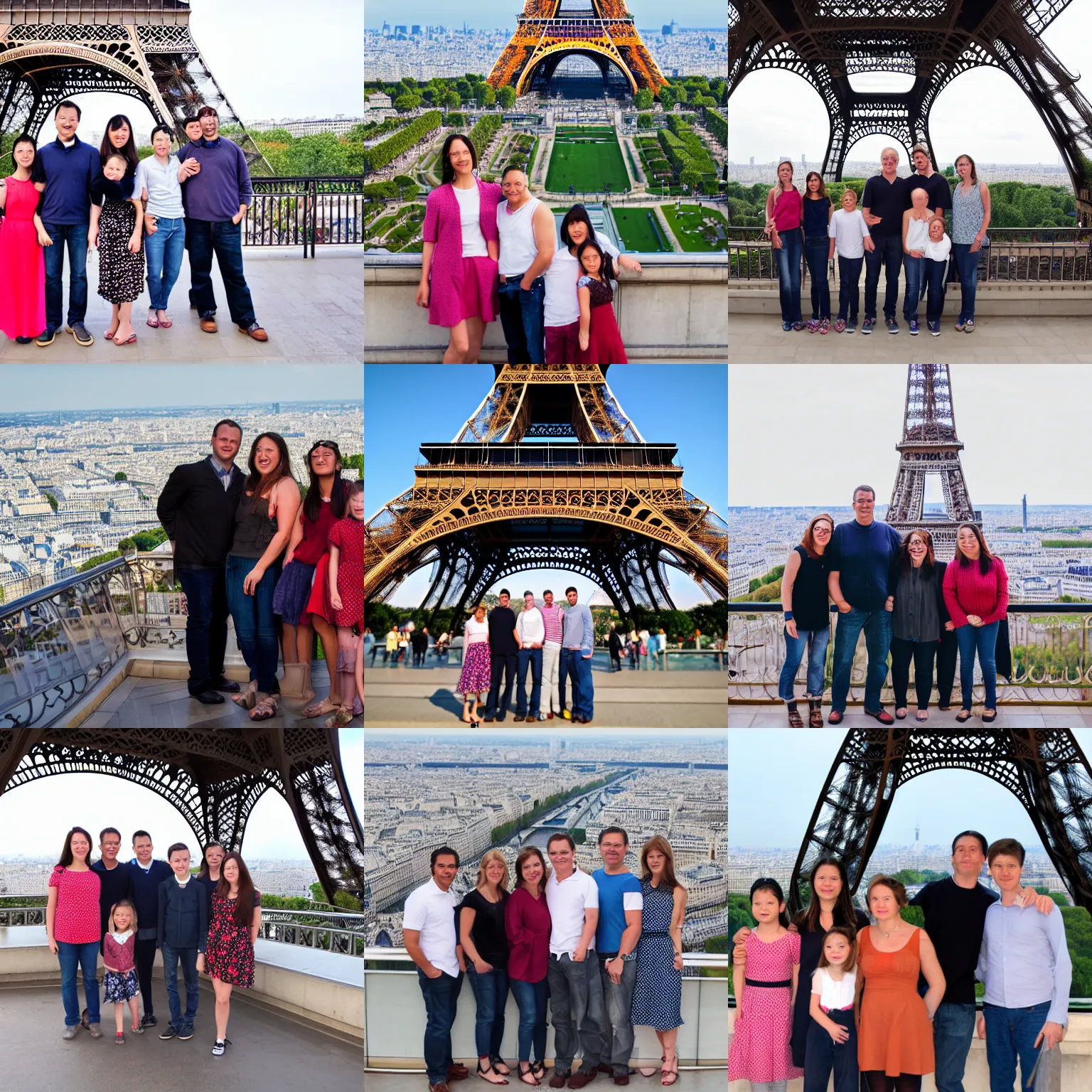 Prompt: family picture at the second floor of the eiffel tower