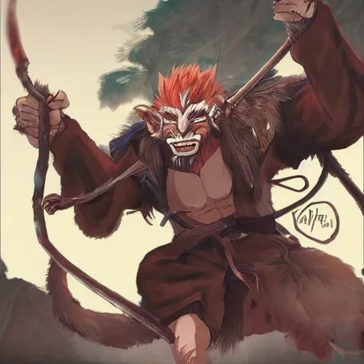 Prompt: badass wukong type character by ghibli studio,detailed,concept art