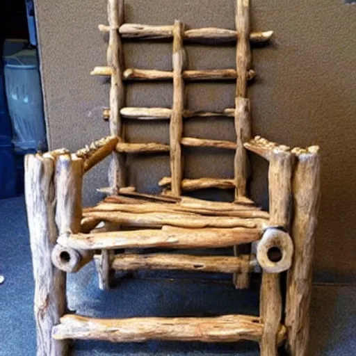 Prompt: chair made out of nails