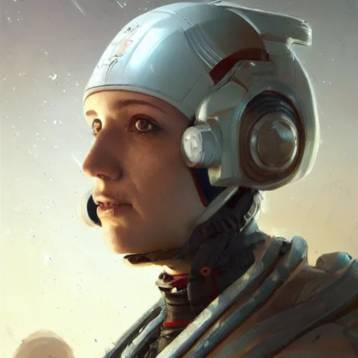 Image similar to a middle eastern starship medical officer with cybernetic enhancements, sci fi character portrait by greg rutkowski, craig mullins