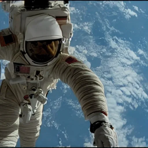 Image similar to film still of 'Reconciliation' (2012), space walk action scene