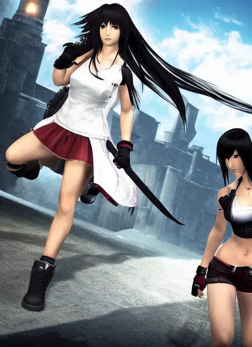 Prompt: game still of tifa lockhart in final fantasy