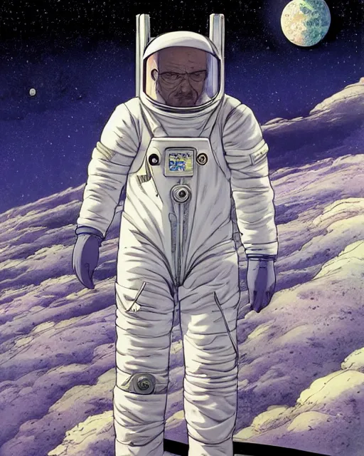 Image similar to walter white astronaut, art by makoto shinkai and alan bean, yukito kishiro